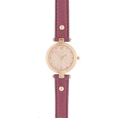Ladies purple leather analogue watch